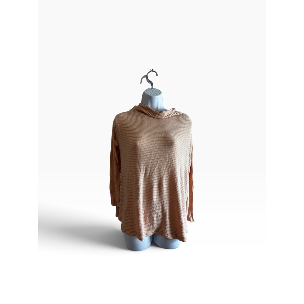 We The Free Top XS Peach Ribbed Mock Neck Open Back Boho Long Sleeve